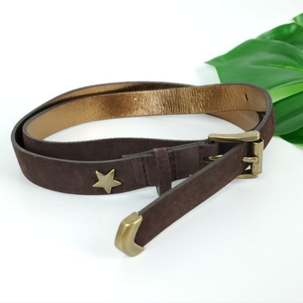 Nine West Genuine Leather Military Star Belt Sz Xl